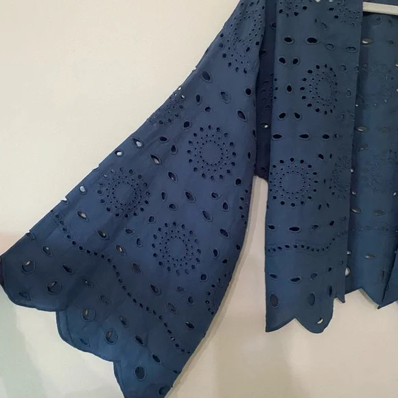 Maeve By Anthropologie Cropped Eyelet Open Kimono - Picture 5 of 7